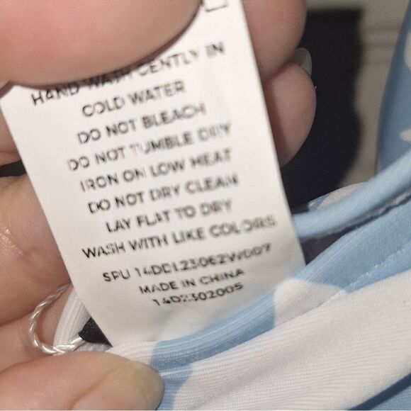 SOLD Bloomchic  Floral Print V Neck Ruffle Hem Ruched Detail Blue Swim Dress - Picture 10 of 10